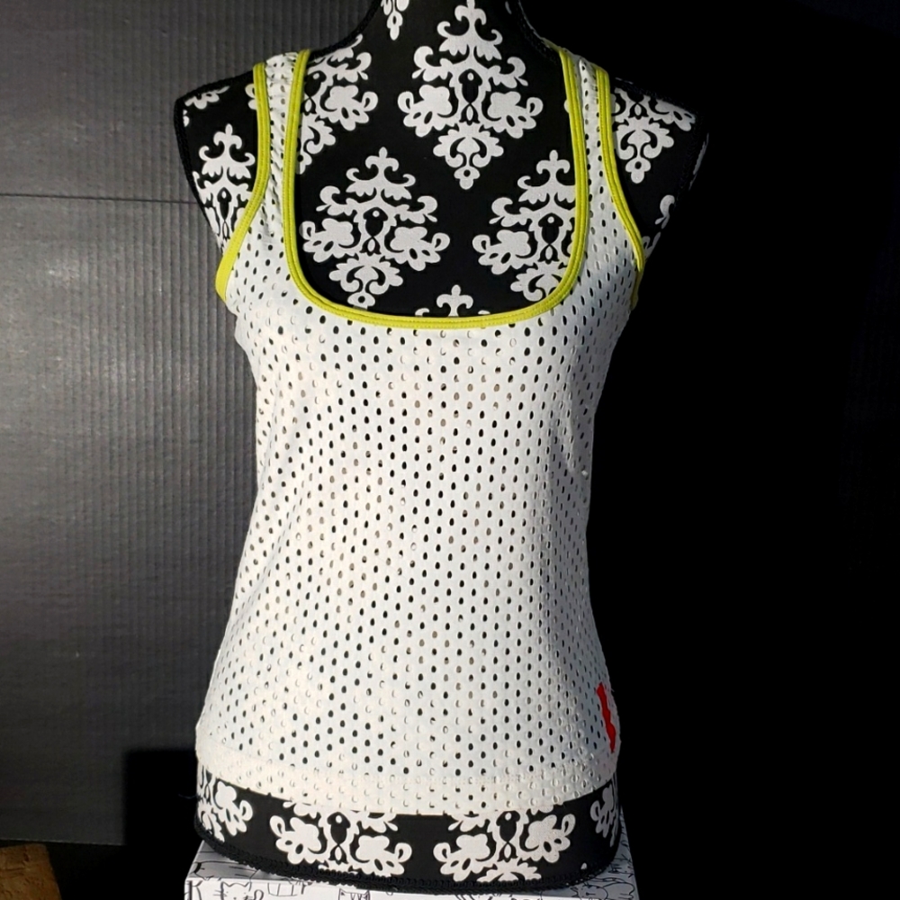 Nike Mesh Racerback Tank Top. White with green trim on neck. Size M.